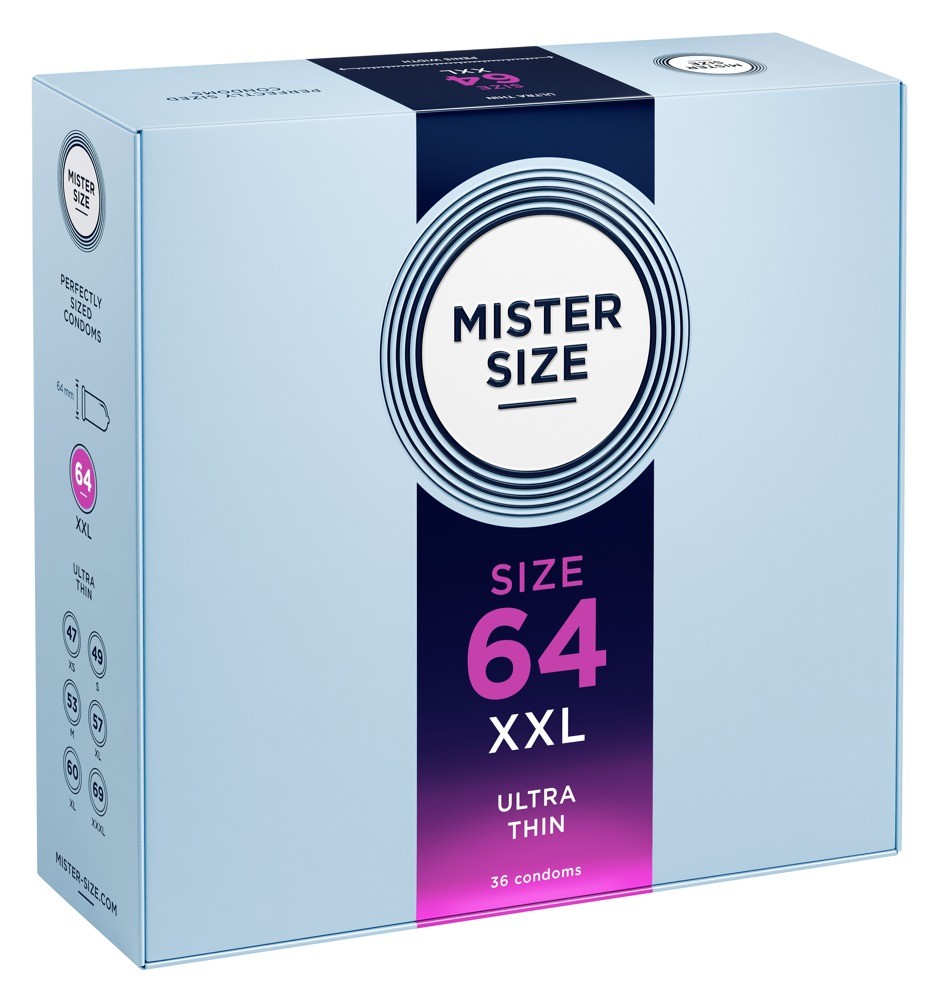 Kondomer "64 mm", gennemsigtige, tynde, fugtige