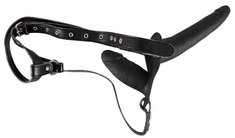 Strap-On âDouble Black Siliconeâ med dobbeltdildo
