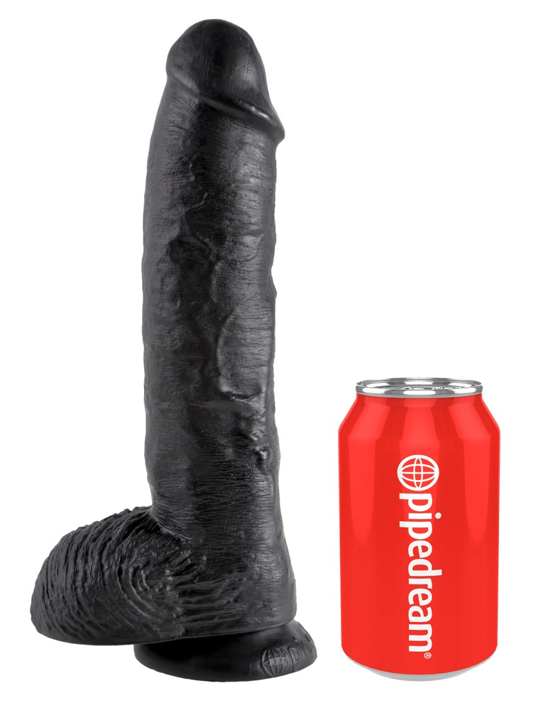 Dildo âKing Cock 10 Zoll Ballsâ, 27 cm, med testikel