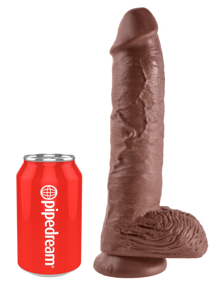 Dildo âKing Cock 10 Zoll Ballsâ, 27 cm, med testikel