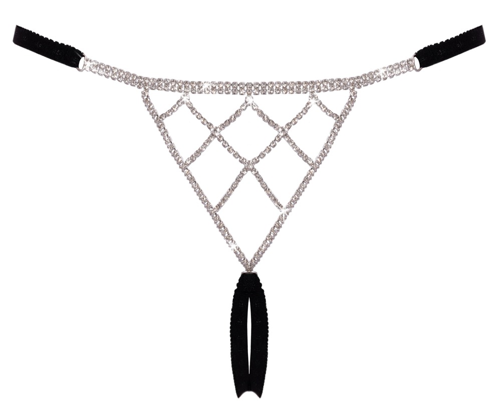 Skridtfri G-string med rhinsten