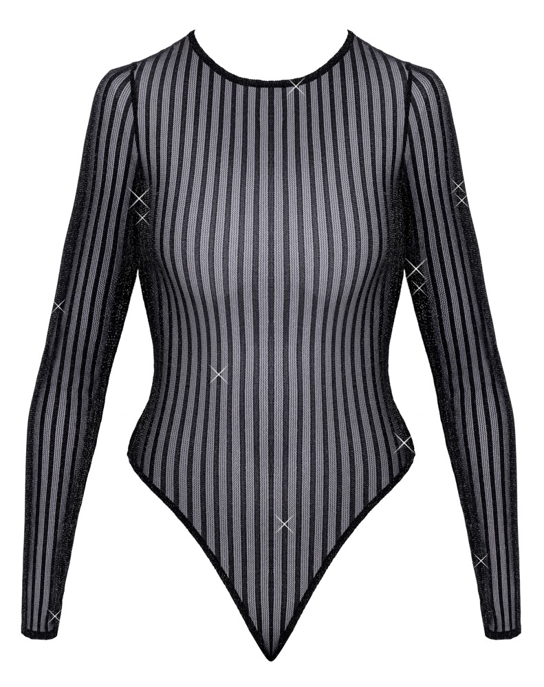 Body i et blændende sølvfarvet lurex-stribe-look