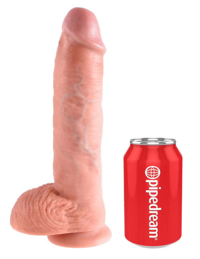 Dildo âKing Cock 10 Zoll Ballsâ, 27 cm, med testikel