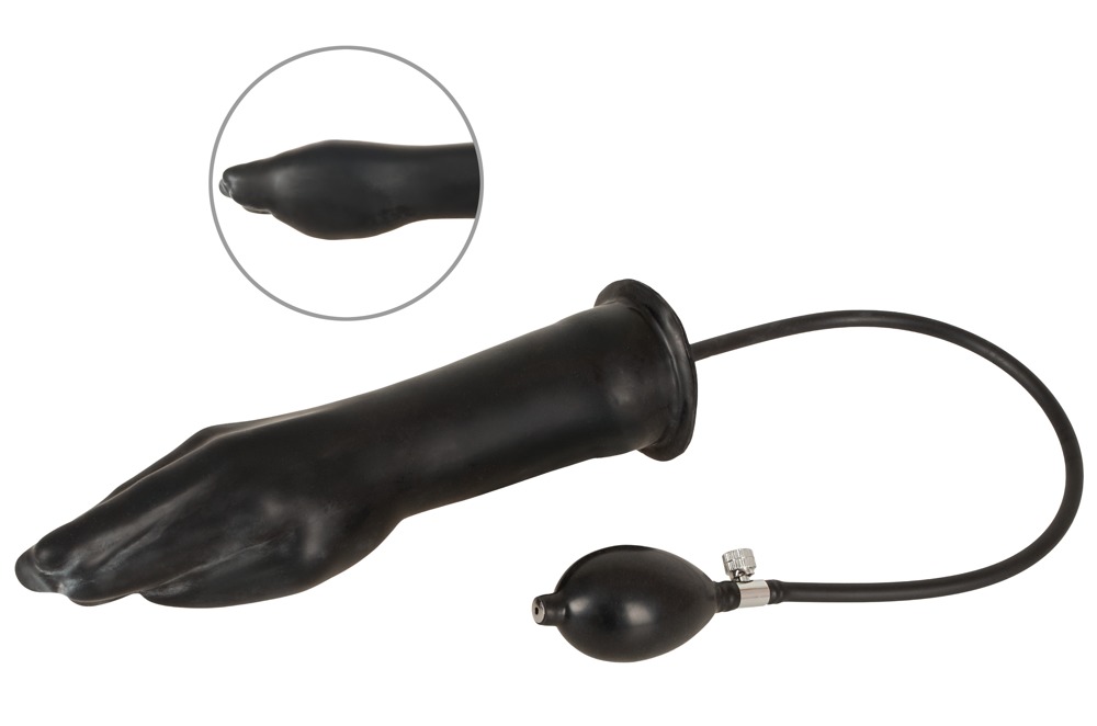 Oppustelig dildo i form af en hånd