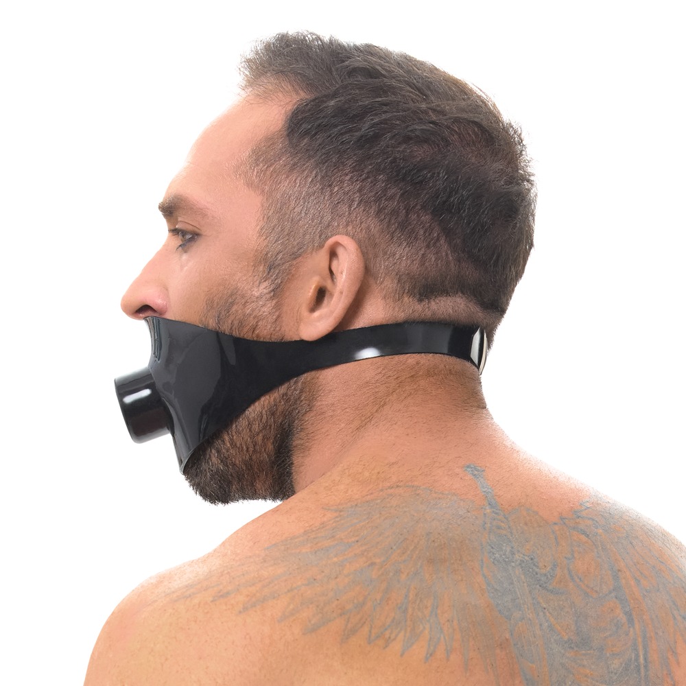 Latex-knebelmaske med mundrør